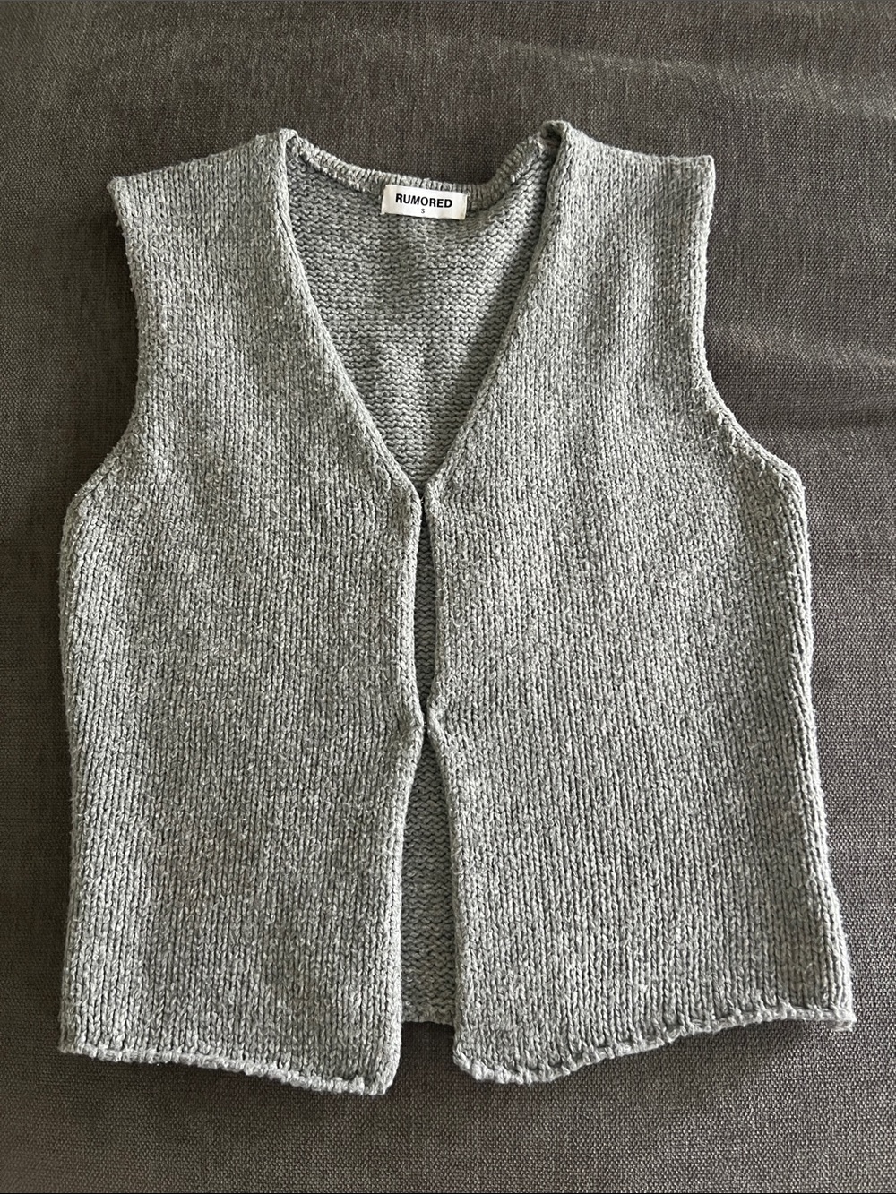 Rumored Light Gray Knit V-Neck Vest